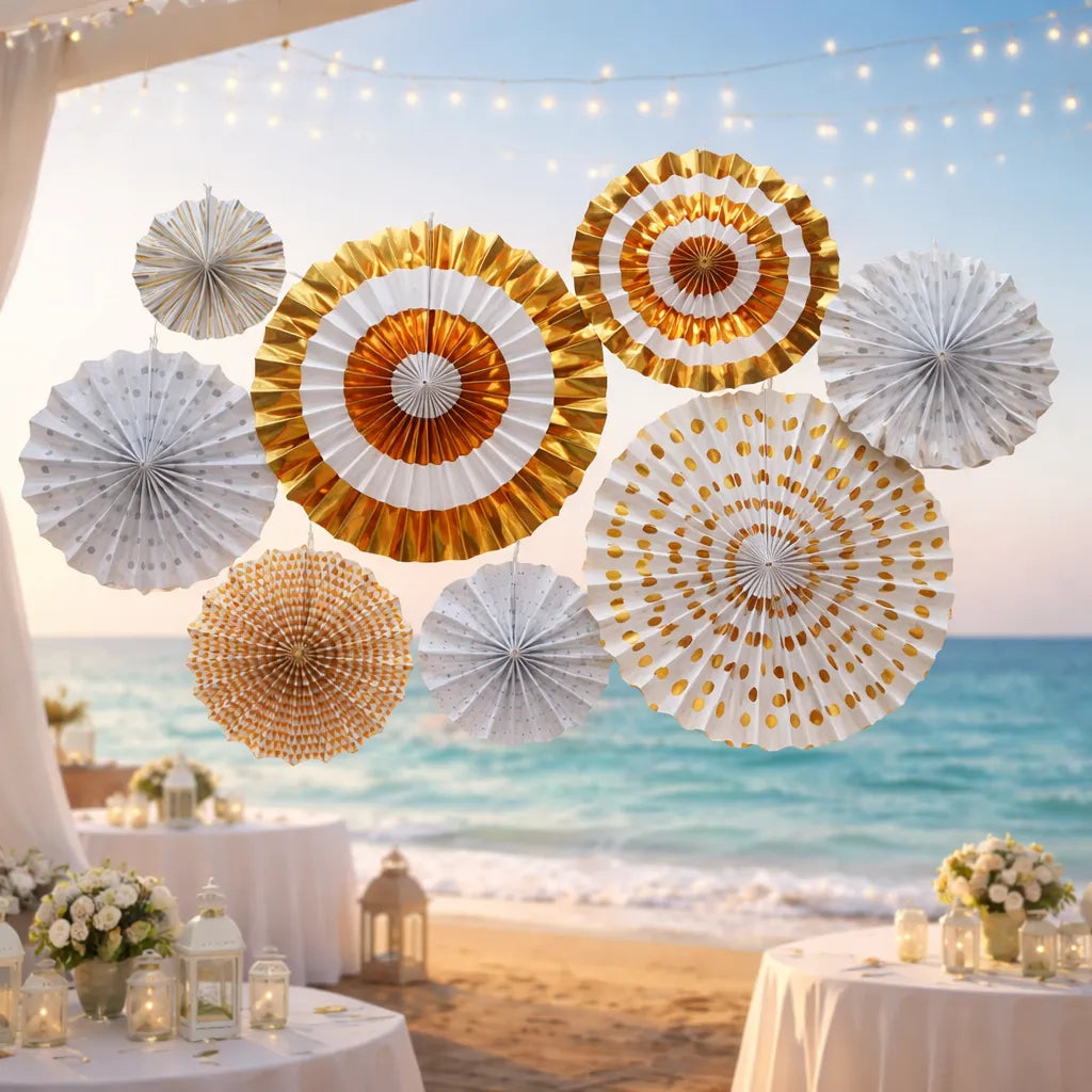 Set de Rosaces Blanches et Dorées