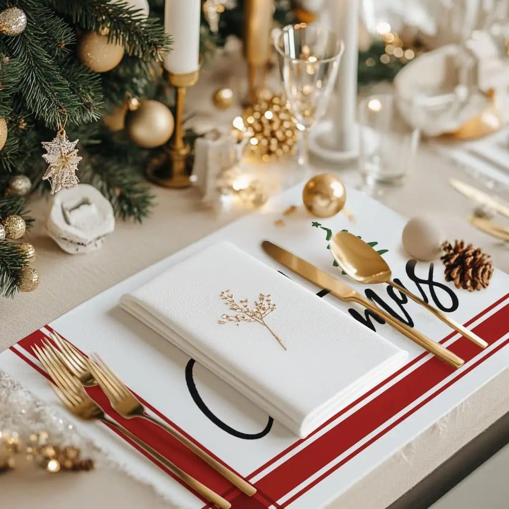 Set de Table Blanc Épuré Noël tendance