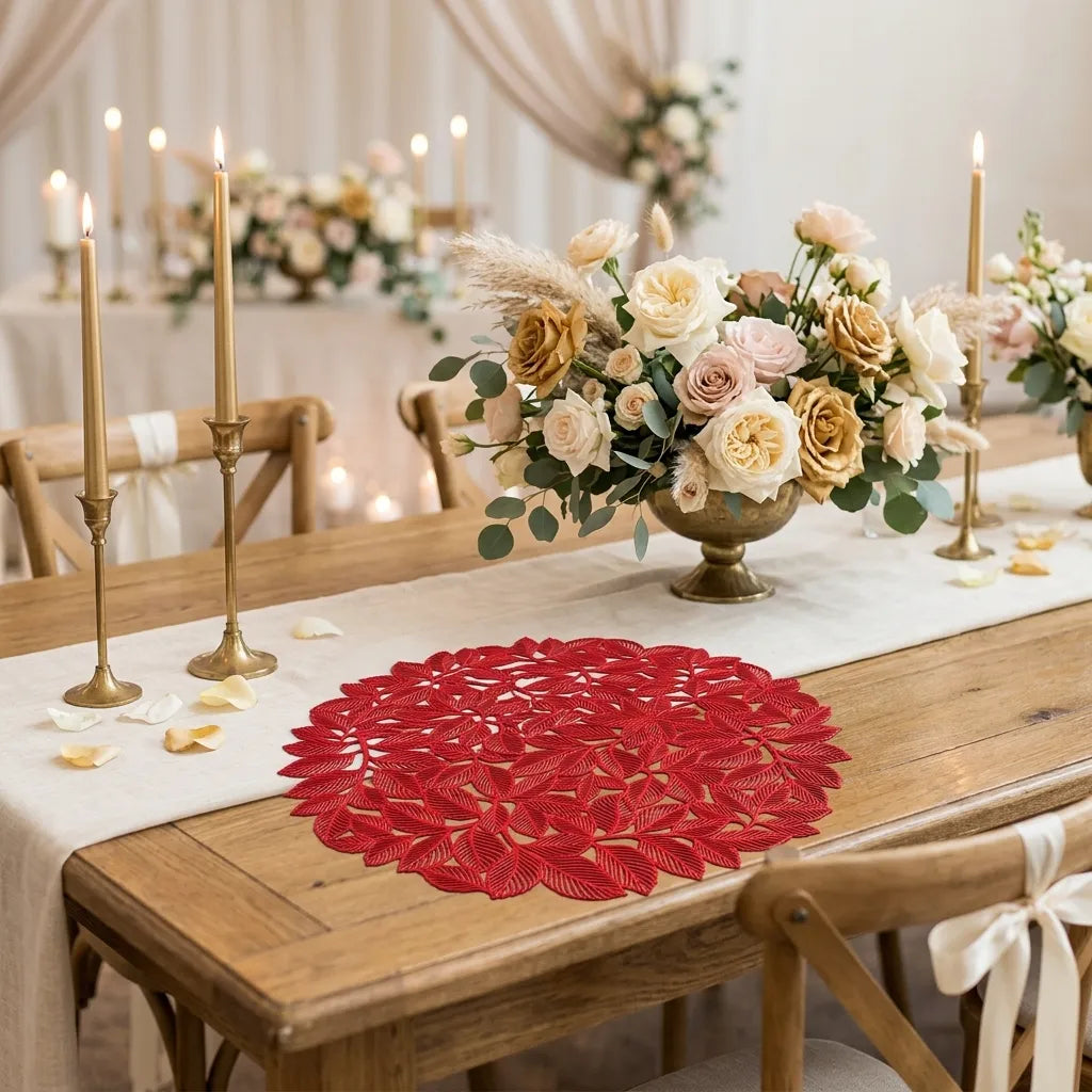 Set de Table Feuillage Rouge Chic