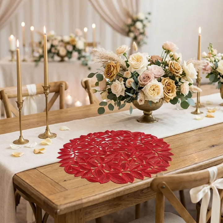 Set de Table Feuillage Rouge Chic
