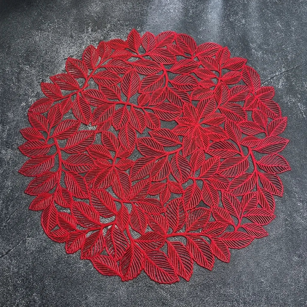 Set de Table Feuillage Rouge Minimaliste