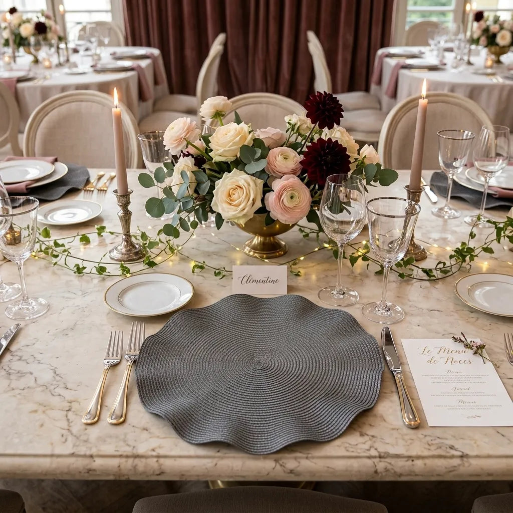 Set de Table Gris Élégant Minimaliste
