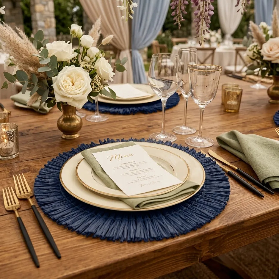 Set de Table Mariage Bleu Design Minimaliste