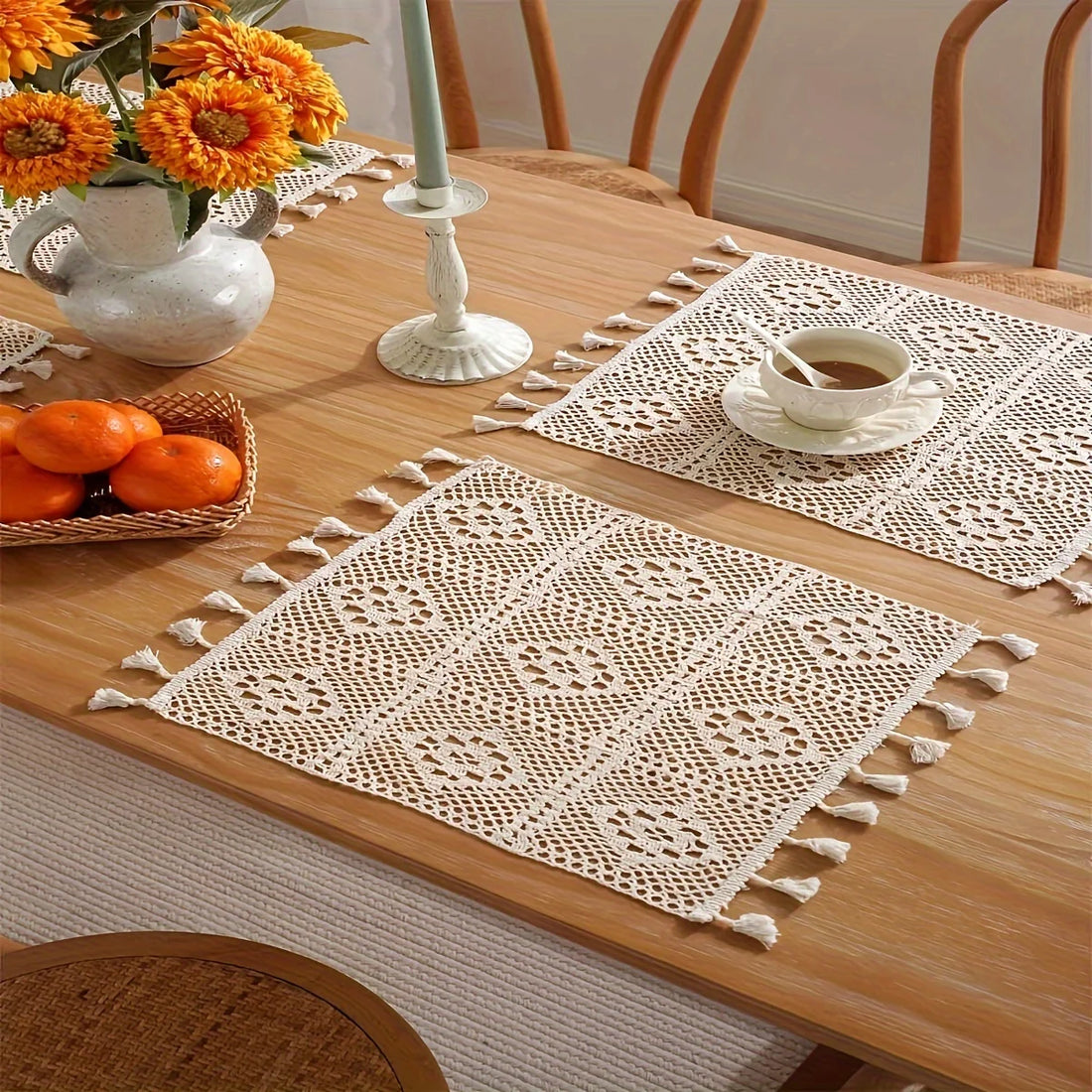 Set de Table Mariage Bohème Crocheté Design