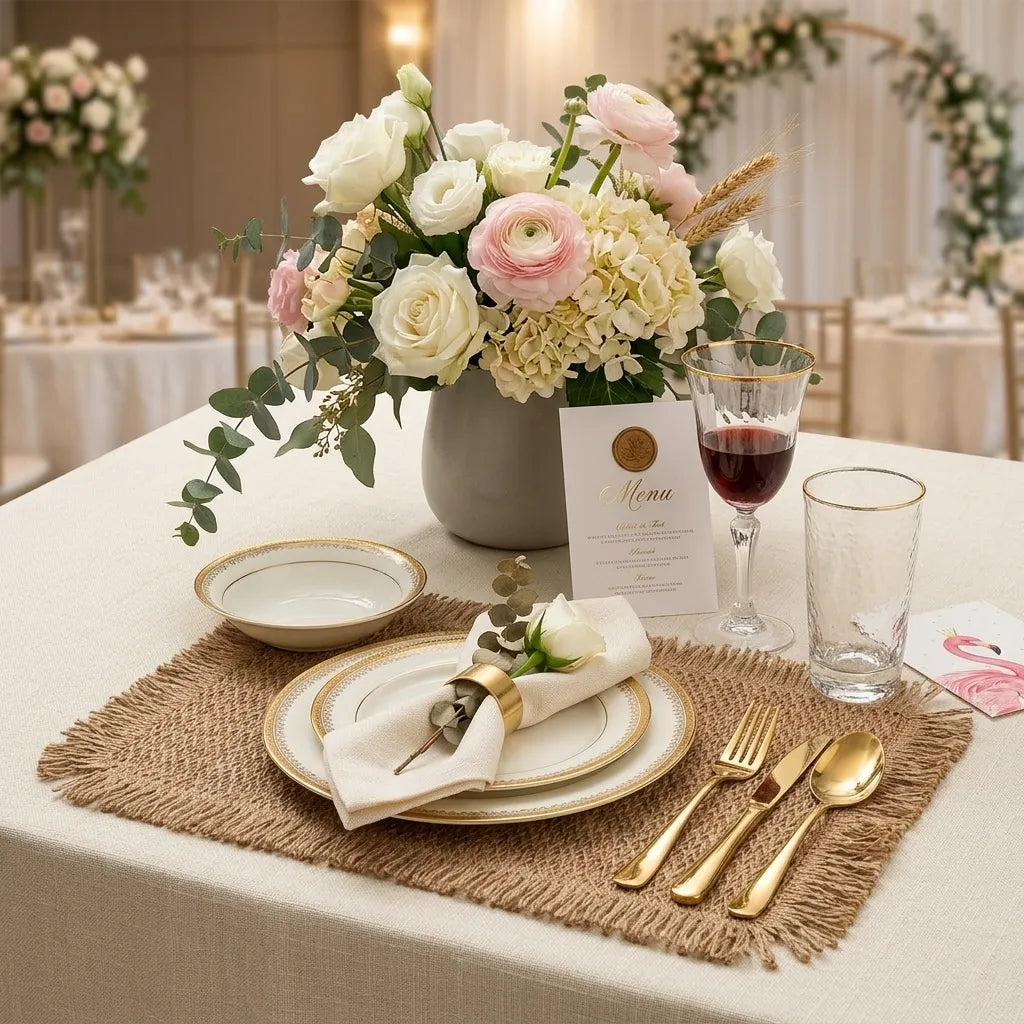 Set de Table Mariage Bohème Tissé Unique