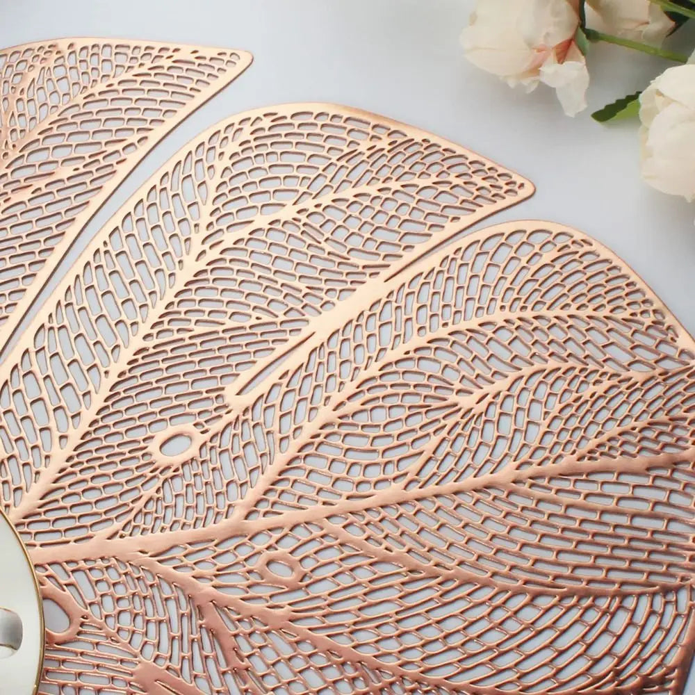 Set de Table Mariage Feuille Rose Gold Chic