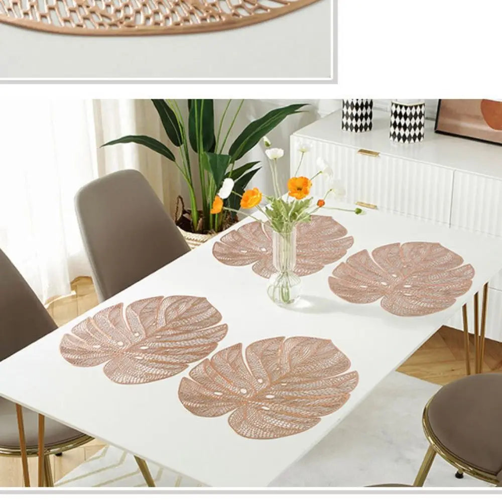 Set de Table Mariage Feuille Rose Gold Moderne