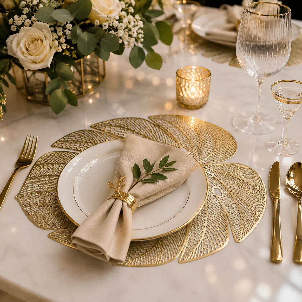Set de Table Mariage Original Doré luxe