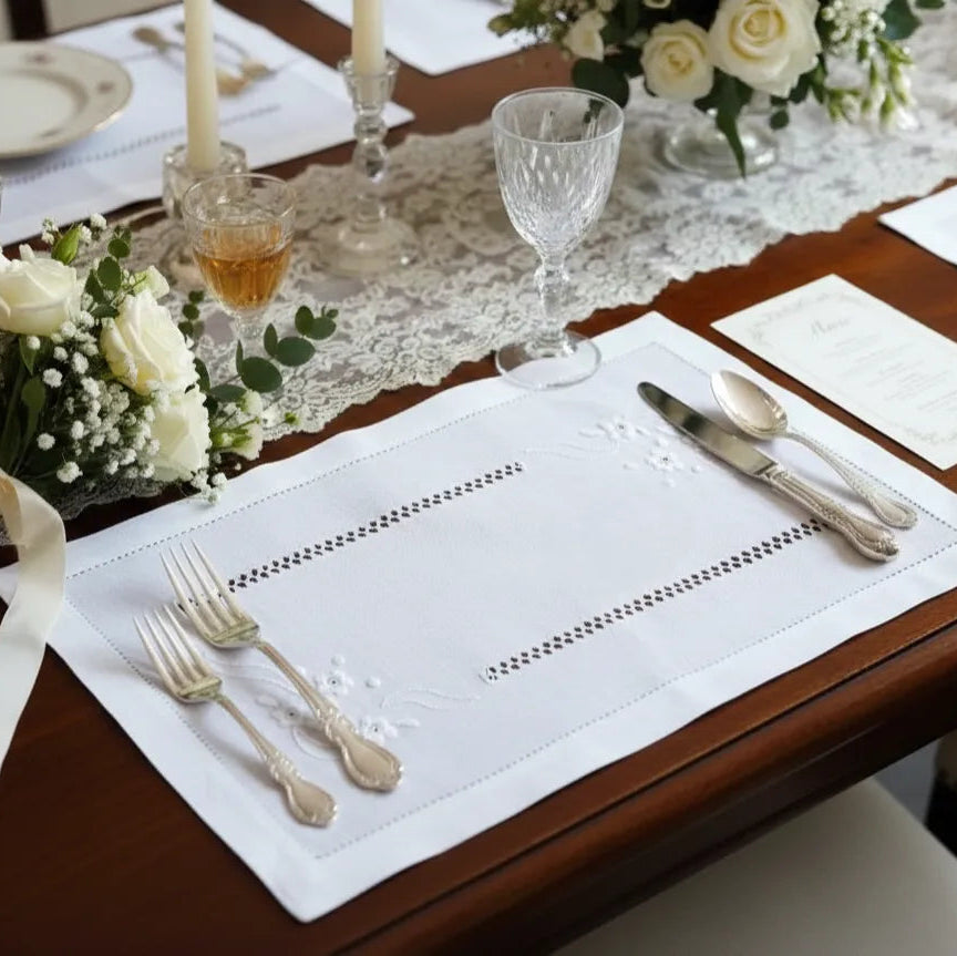 Set de Table Mariage Vintage en Lin