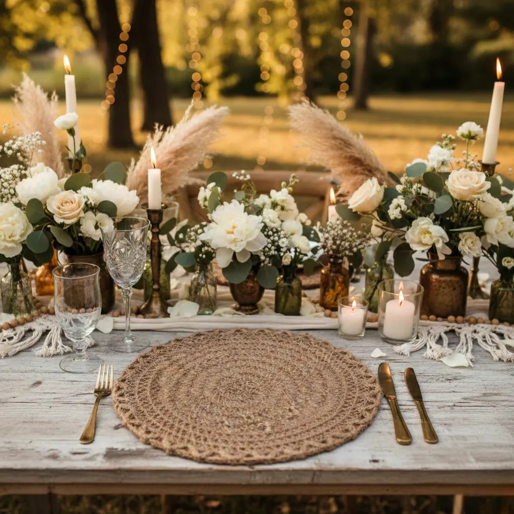 Set de Table Mariage en Jute Naturel