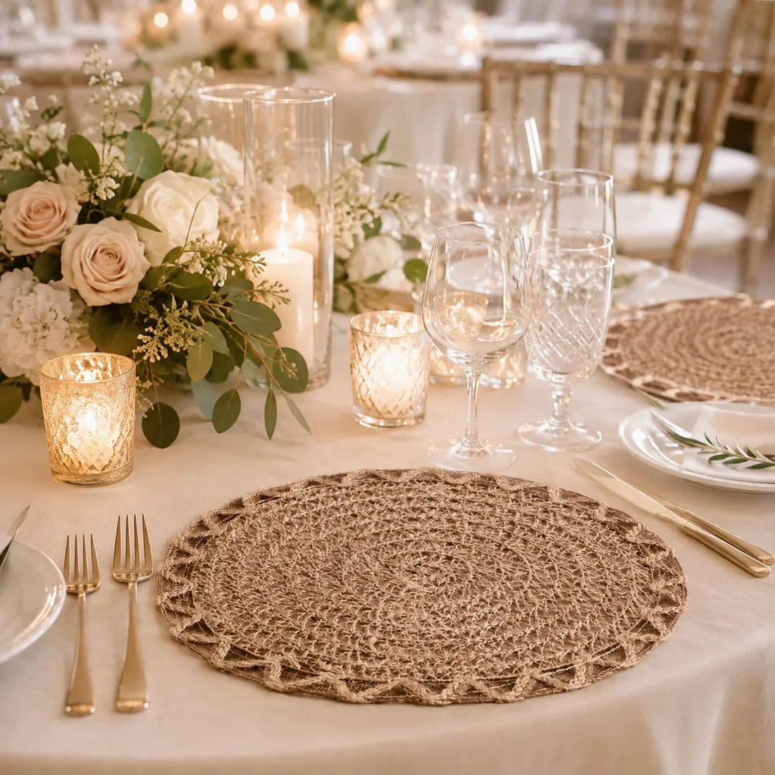 Set de Table Mariage en Jute Naturel vintage