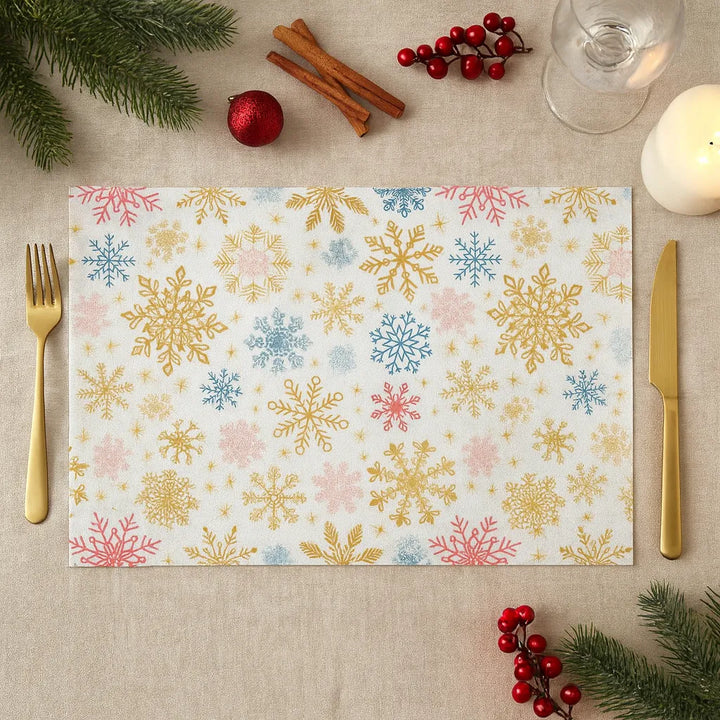Set de Table Noël Blanc à Flocons