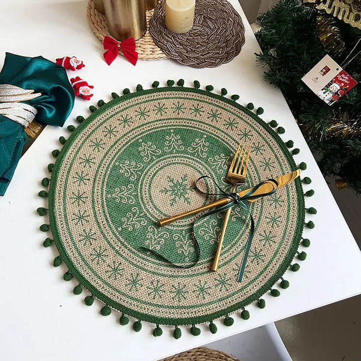Set de Table Noël Rond en Jute Raffiné