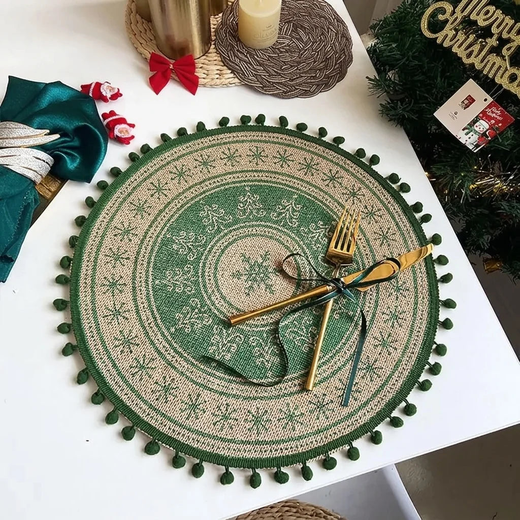 Set de Table Noël Rond en Jute Raffiné élégant 