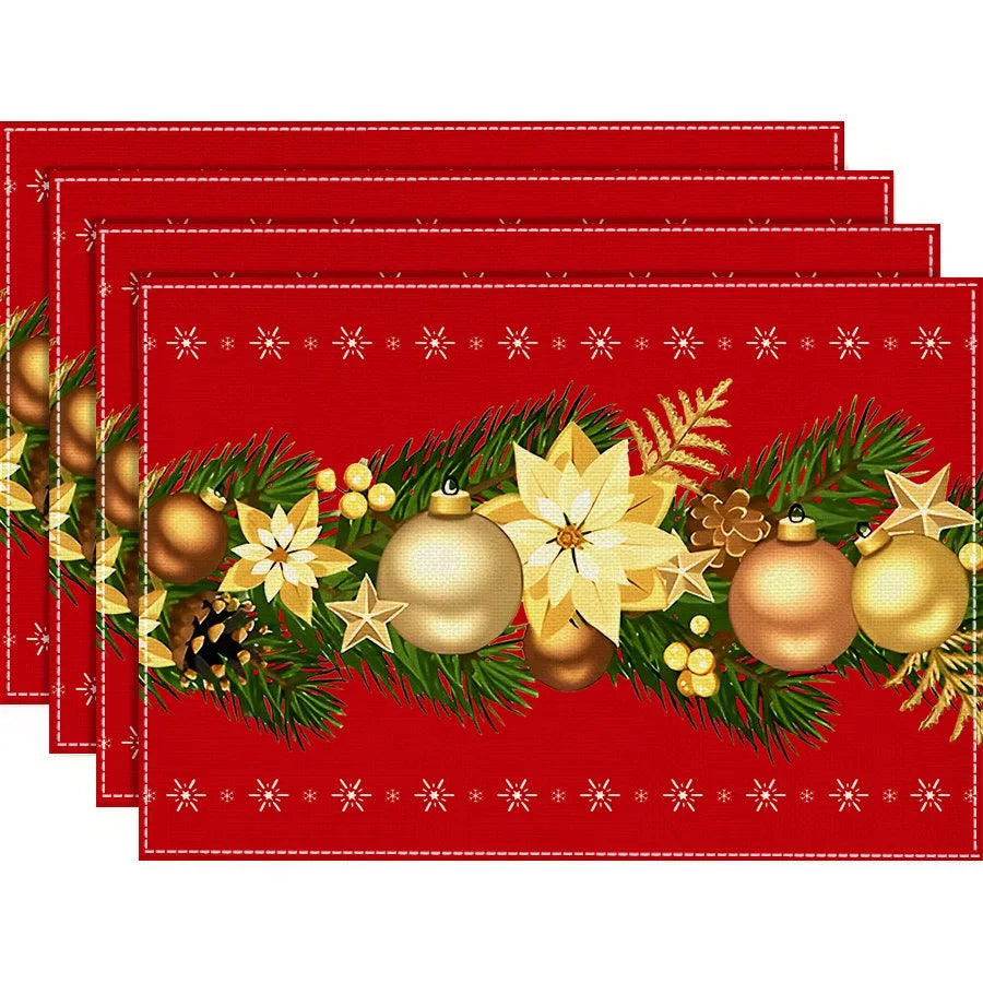 Set de Table Noël Rouge et Doré