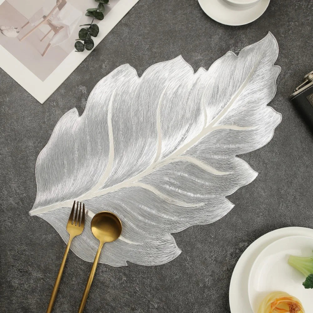 Set de Table Raffiné Feuille Argenté Elégant