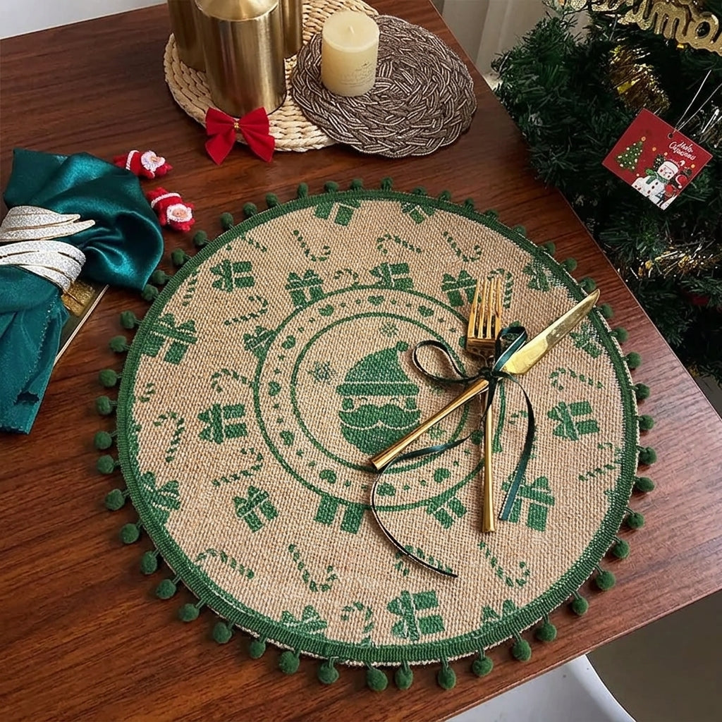 Set de Table Rond Motifs Noël élégant 