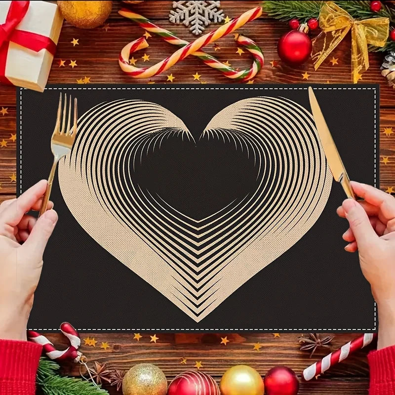 Set de Table Saint-Valentin Noir en Lin chic