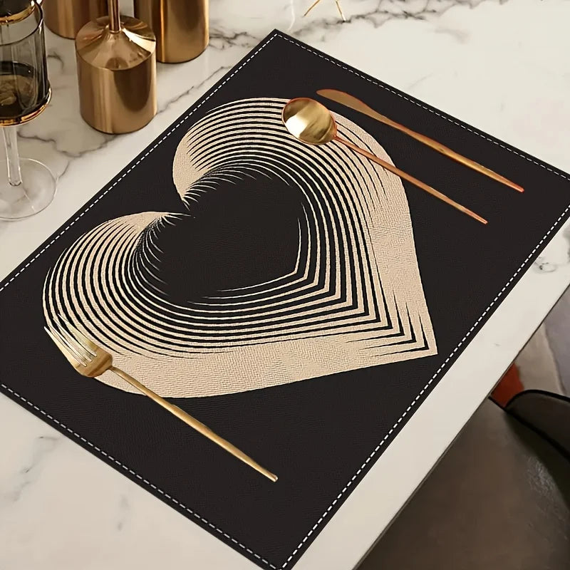 Set de Table Saint-Valentin Noir en Lin élégant