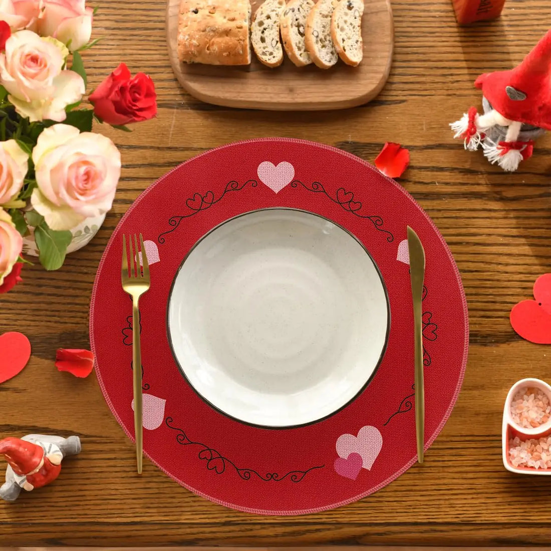 Set de Table Saint-Valentin Rond Rouge