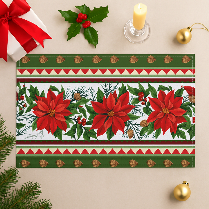 Set de Table en Lin Fleurs de Noël