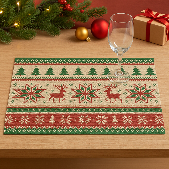 Set de Table en Lin Motifs Noël stylé