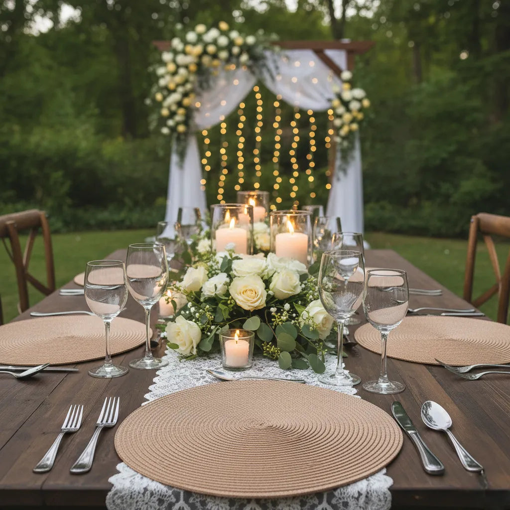 Set de Tale Mariage Rond Minimaliste 