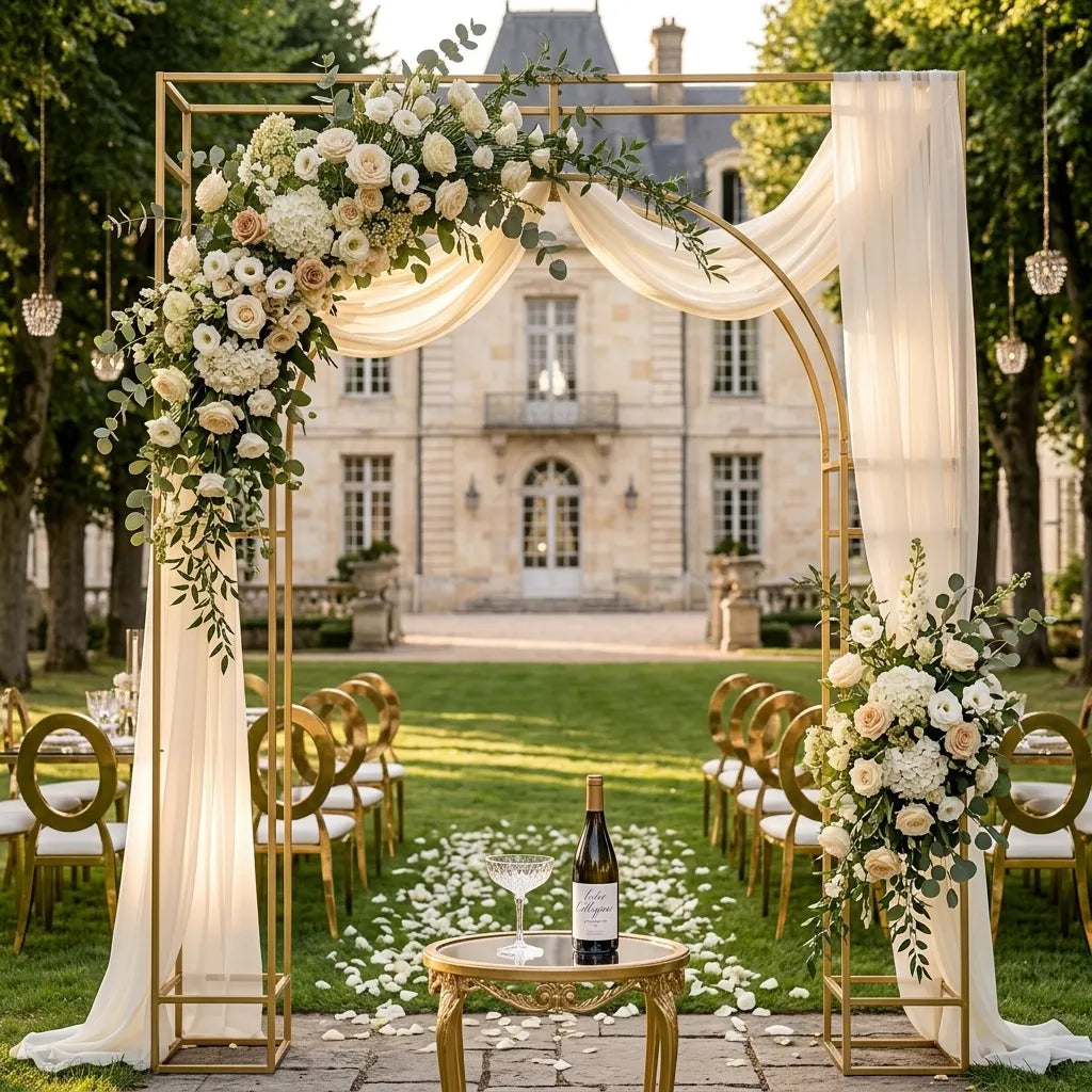 Support Arche Mariage Doré Design Minimaliste