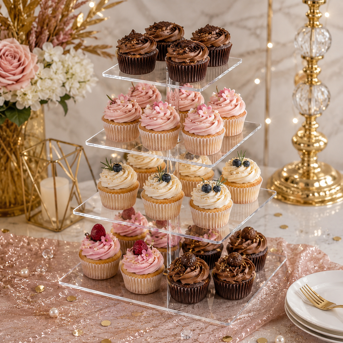 Support Cupcake Carré en Acrylique 