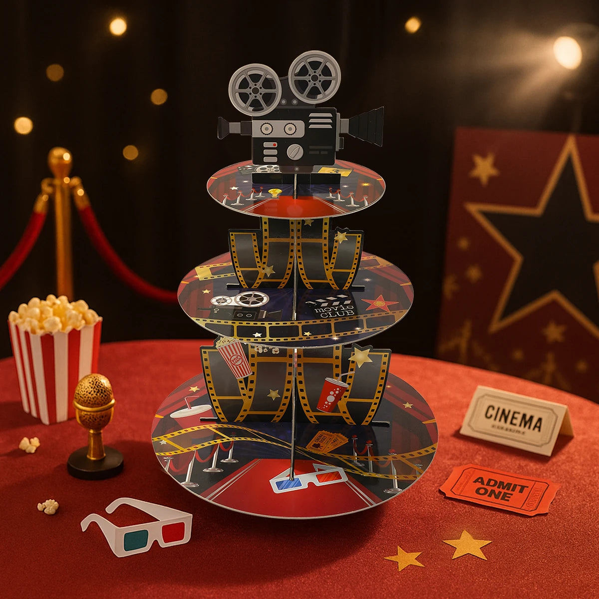 Support à Cupcakes Thème Cinéma attrayant