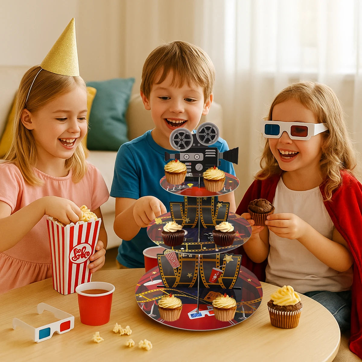 Support à Cupcakes Thème Cinéma captivant