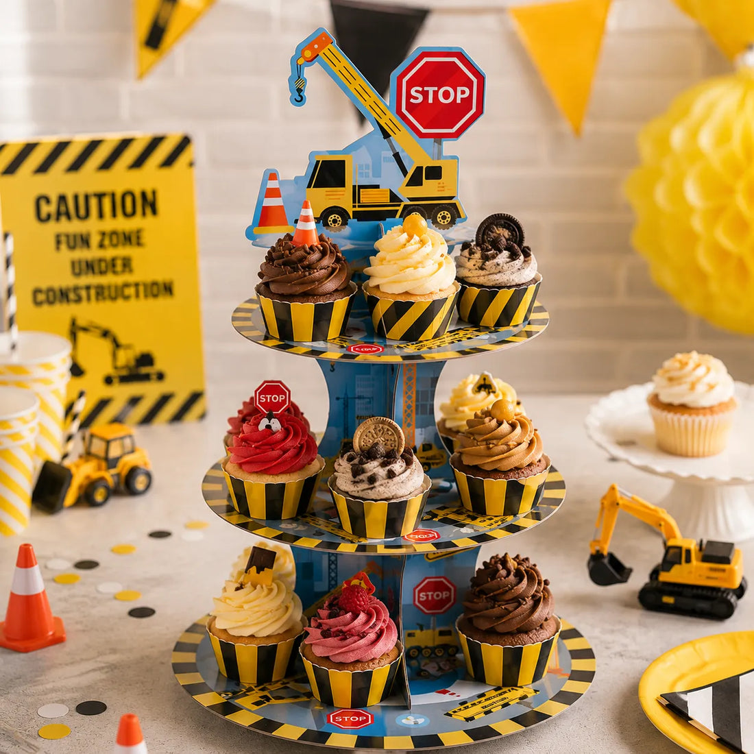 Support Cupcakes Thème Construction original