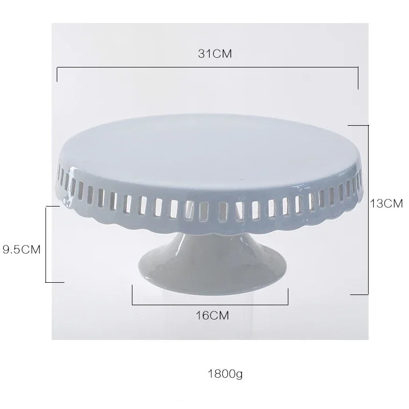 Support à Gâteau En Céramique Blanc chic