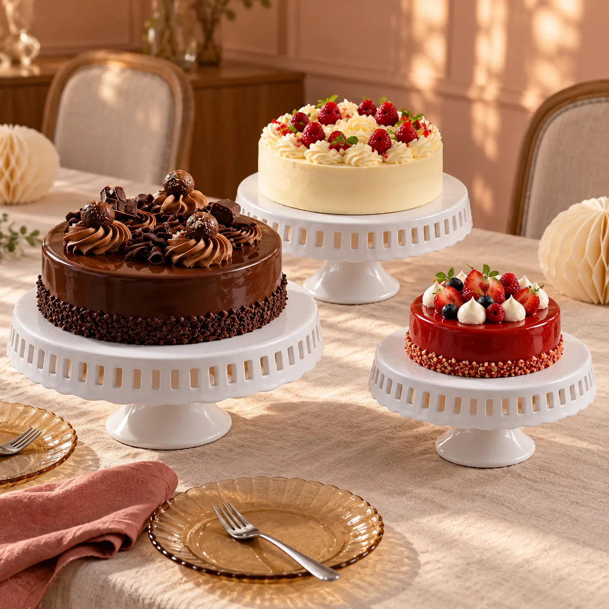 Support à Gâteau En Céramique Blanc classe