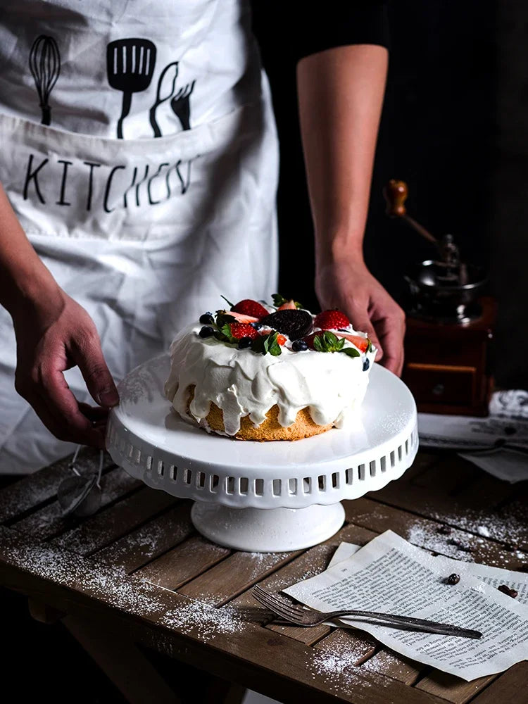 Support à Gâteau En Céramique Blanc  sobre