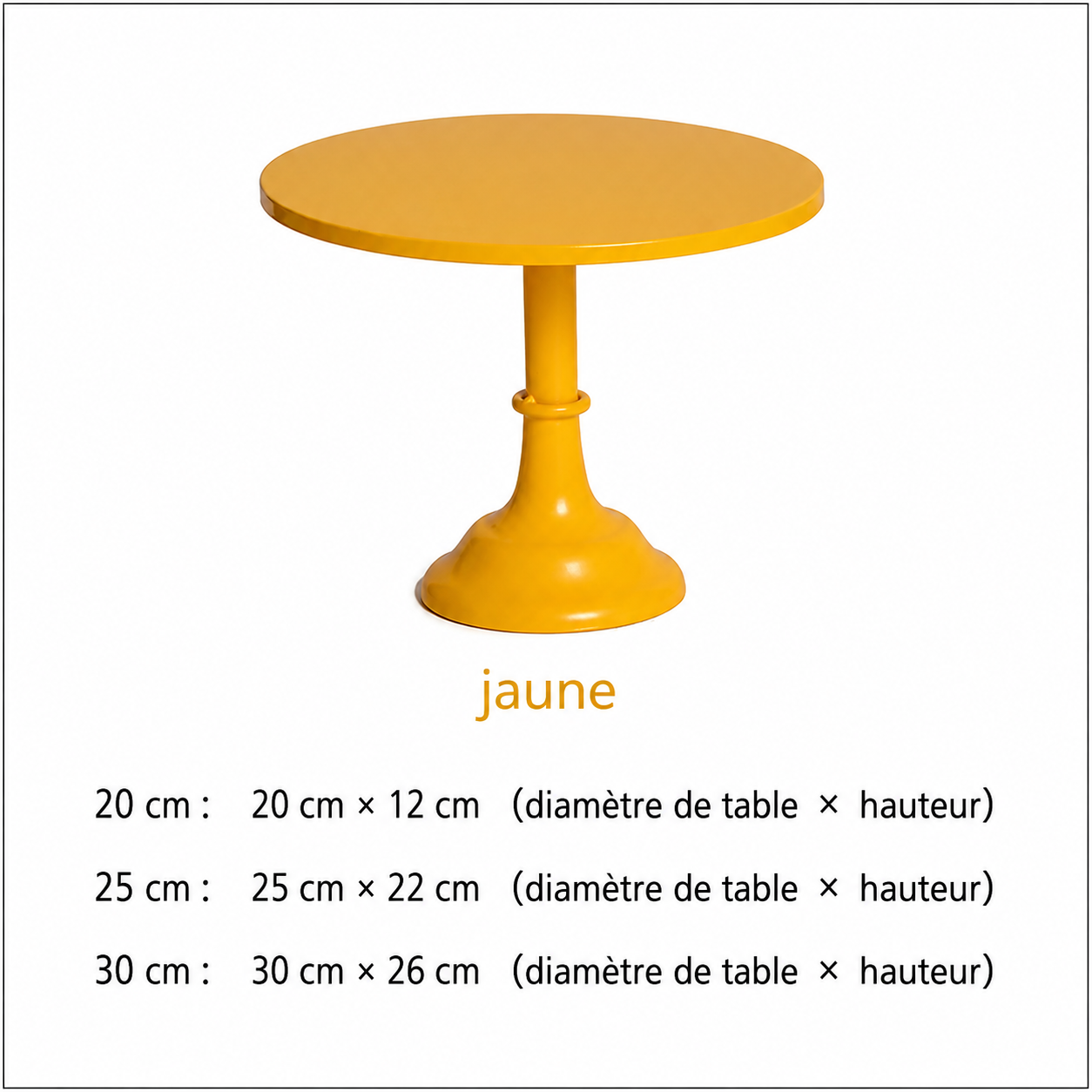 Support à Gâteau Jaune Dimensions