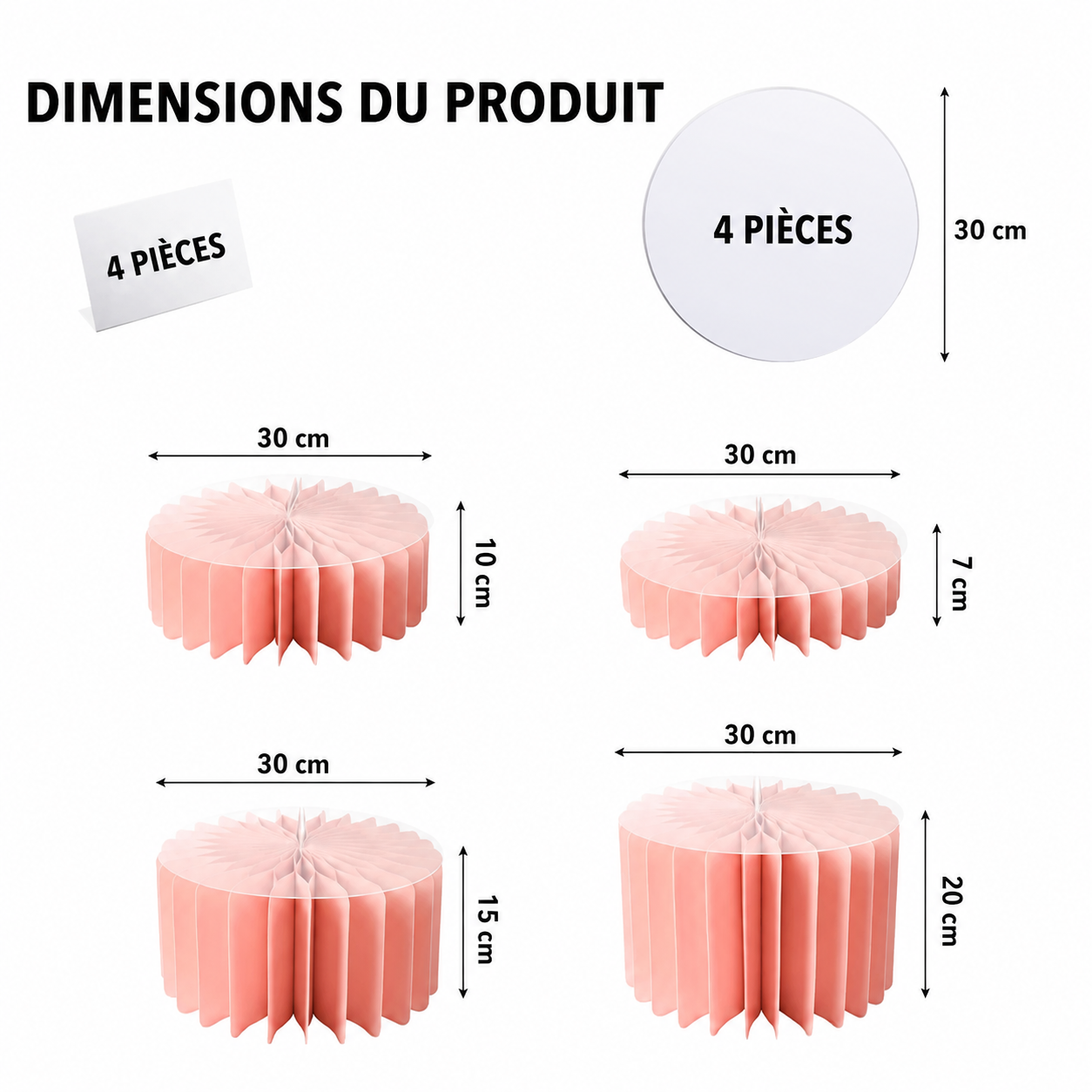 Support à Gâteau en Carton Rose 4 Pièces