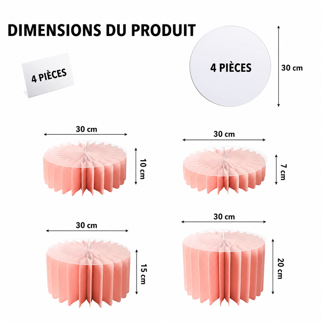 Support à Gâteau en Carton Rose 4 Pièces