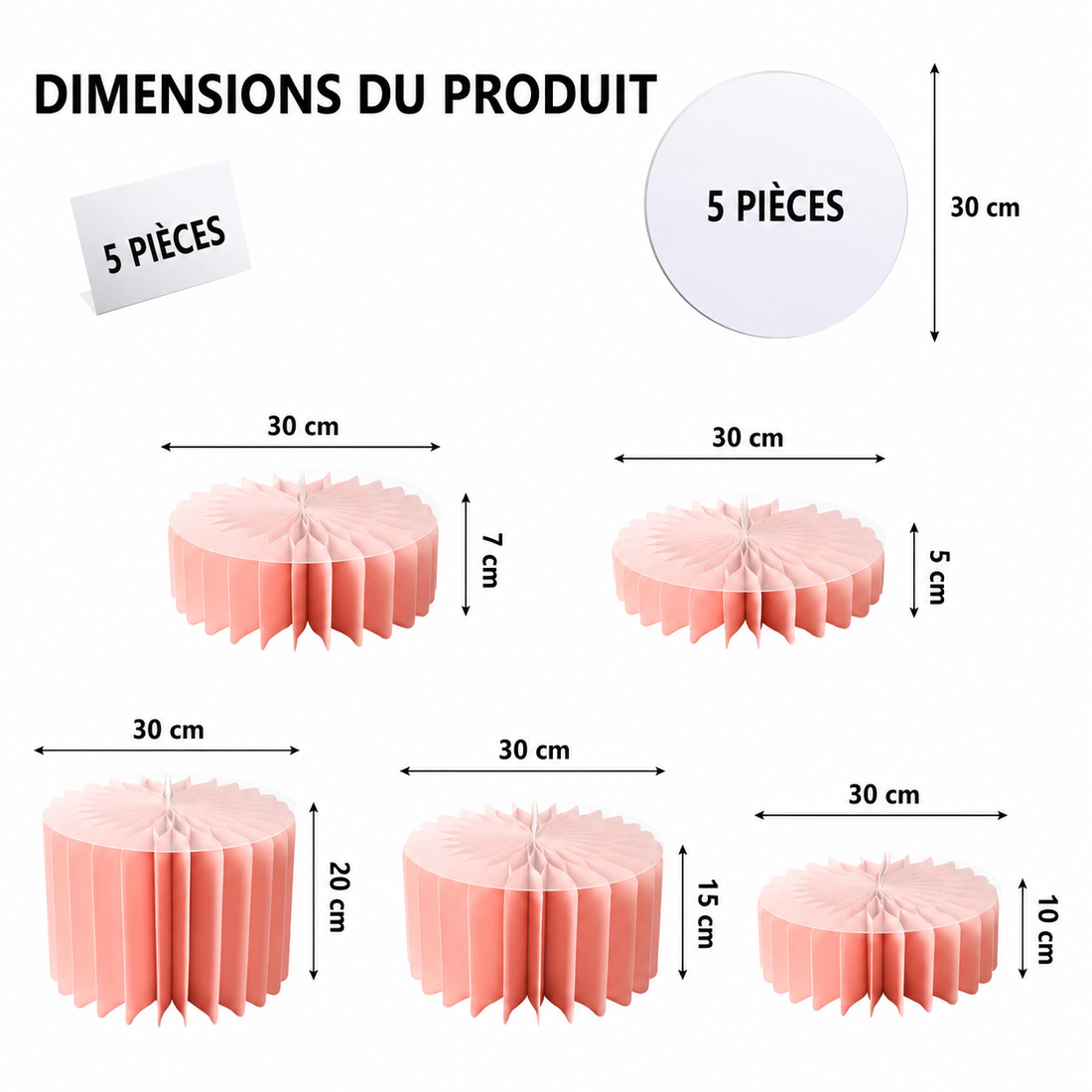 Support à Gâteau en Carton Rose 5 Pièces