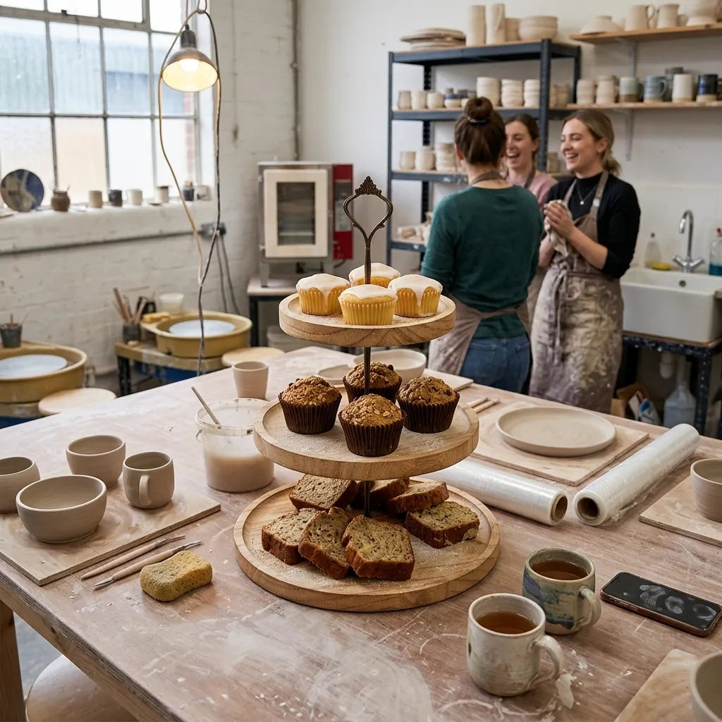 Support Rond en Bois à Cupcakes Naturelle