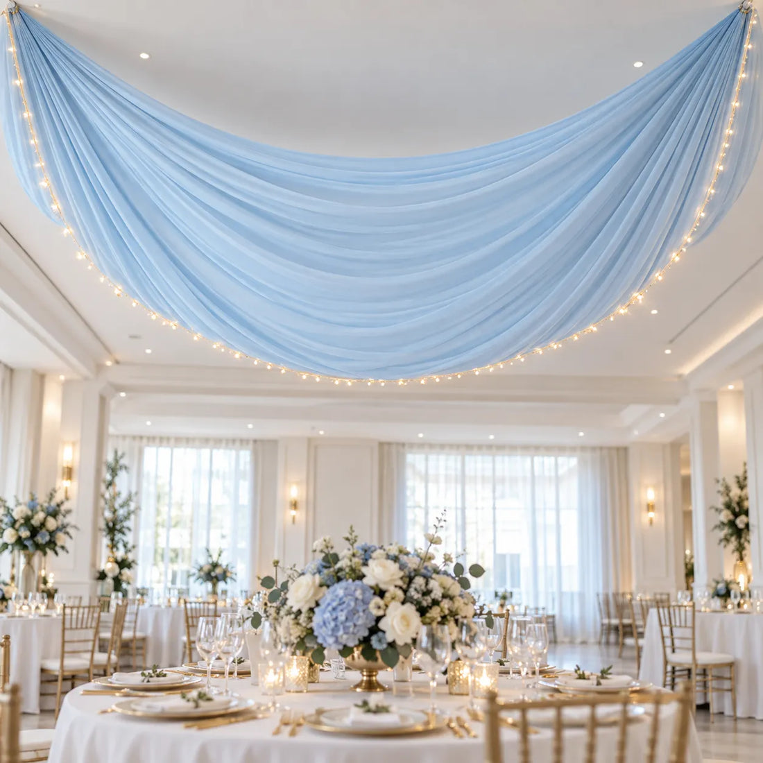 Tenture Bleue Double Couche Plafond Mariage Cool