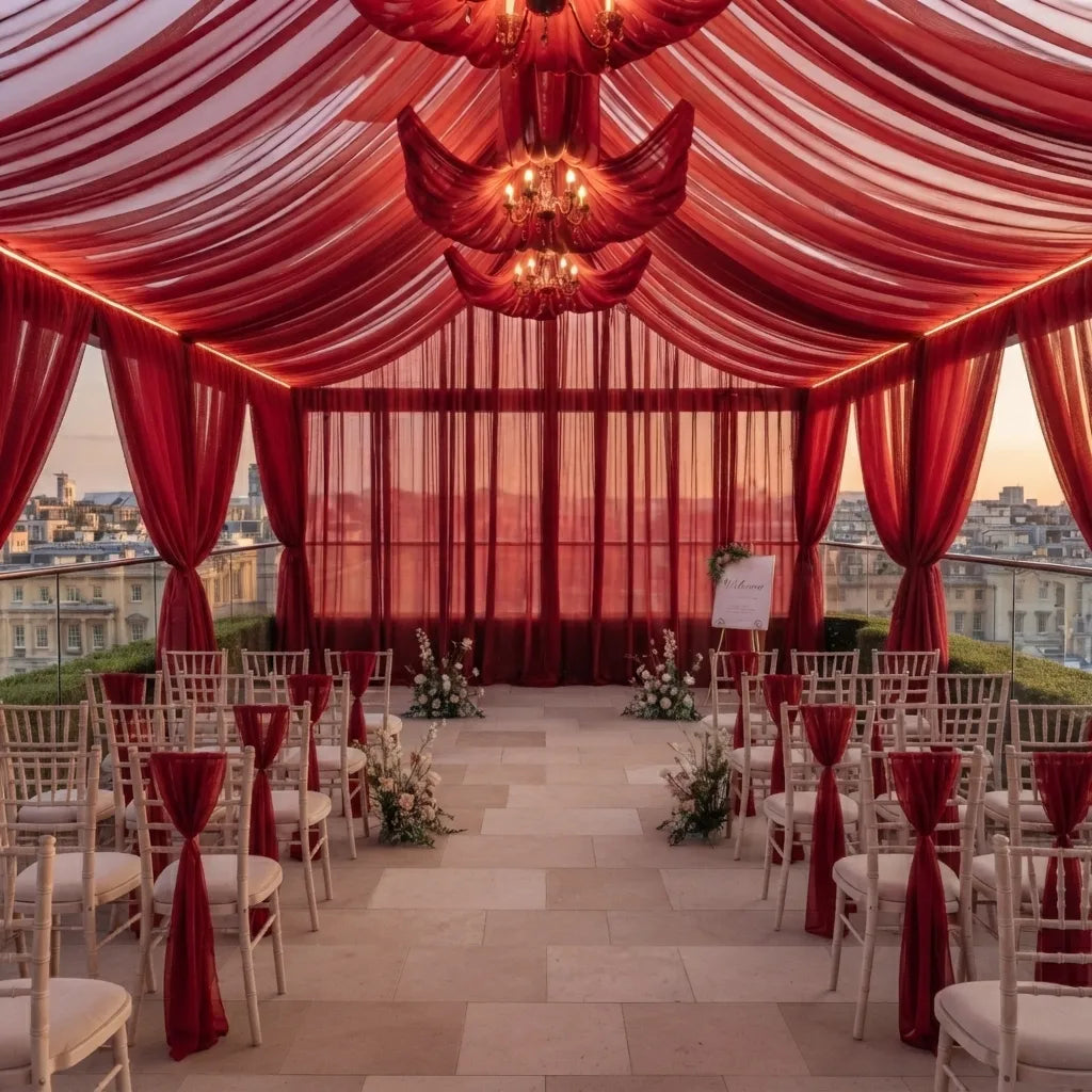 Tenture Mariage Rouge Minimaliste