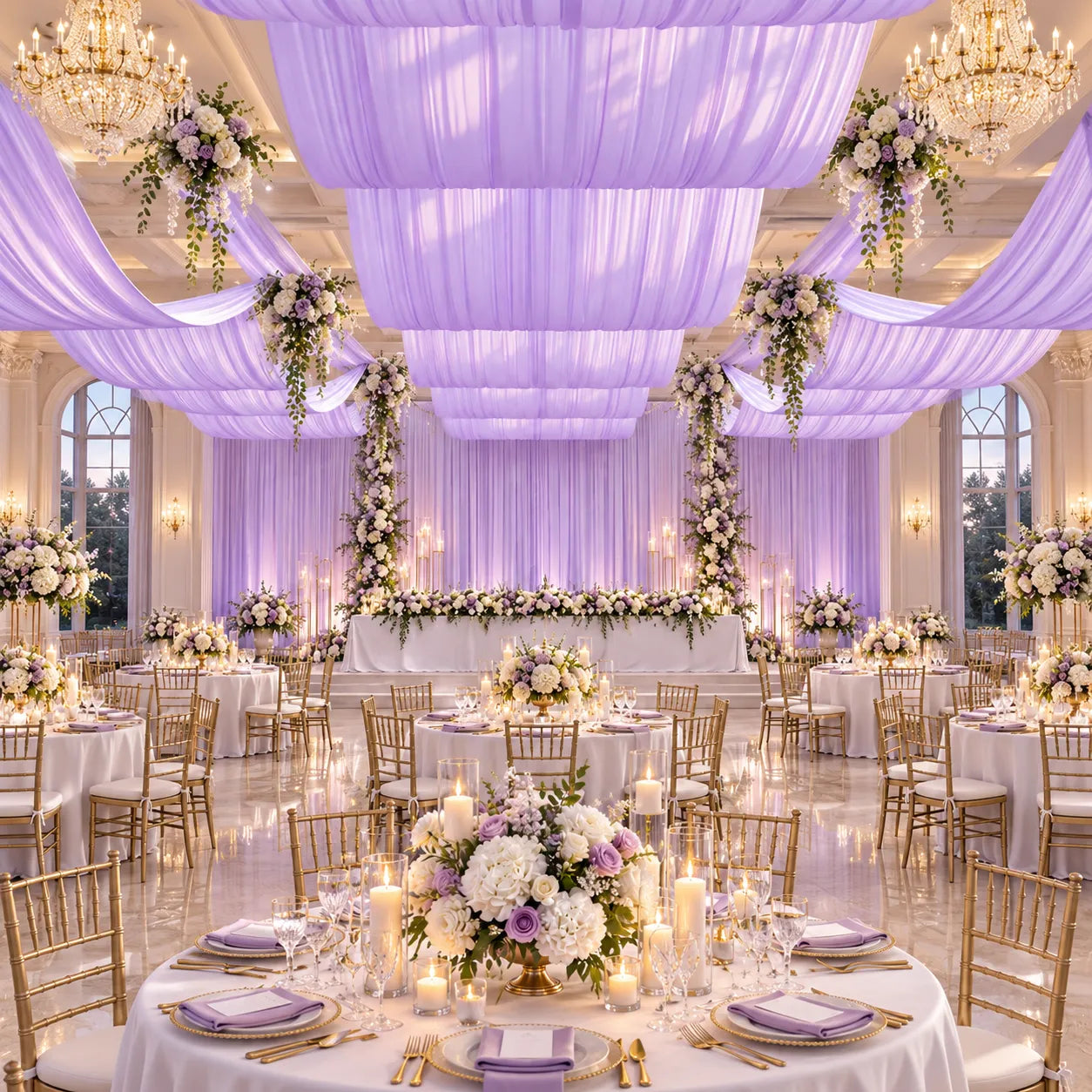 Tenture Mariage Violette en Satin luxe