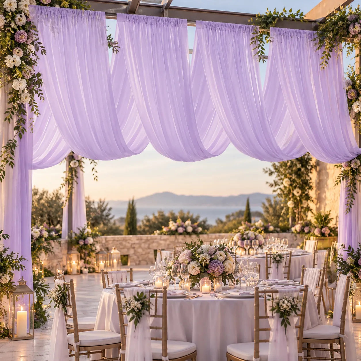 Tenture Mariage Violette romantique 