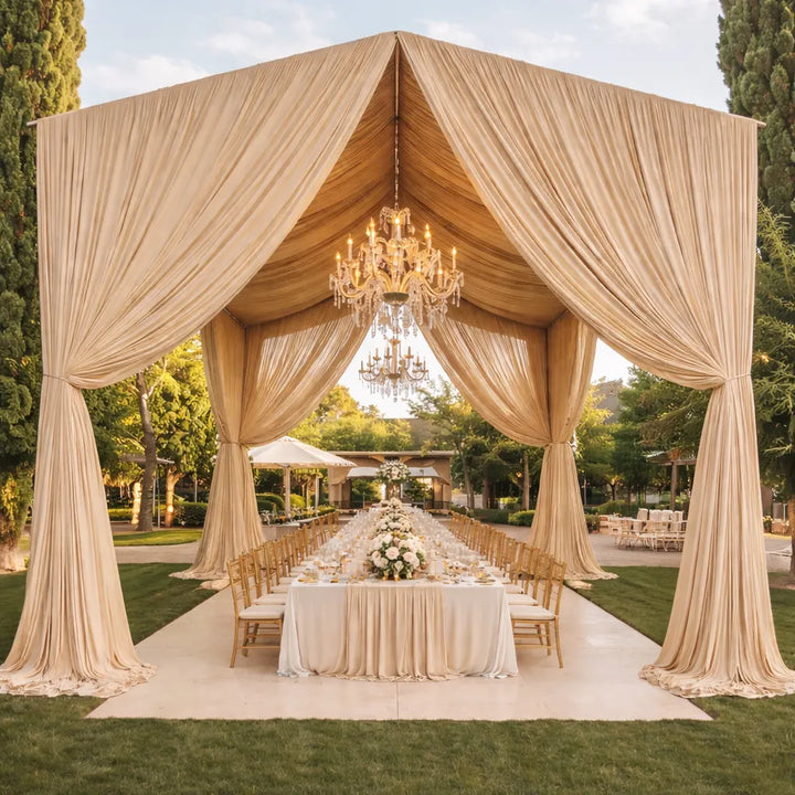 Tenture Plafond Mariage Champagne Double Couche Raffiné