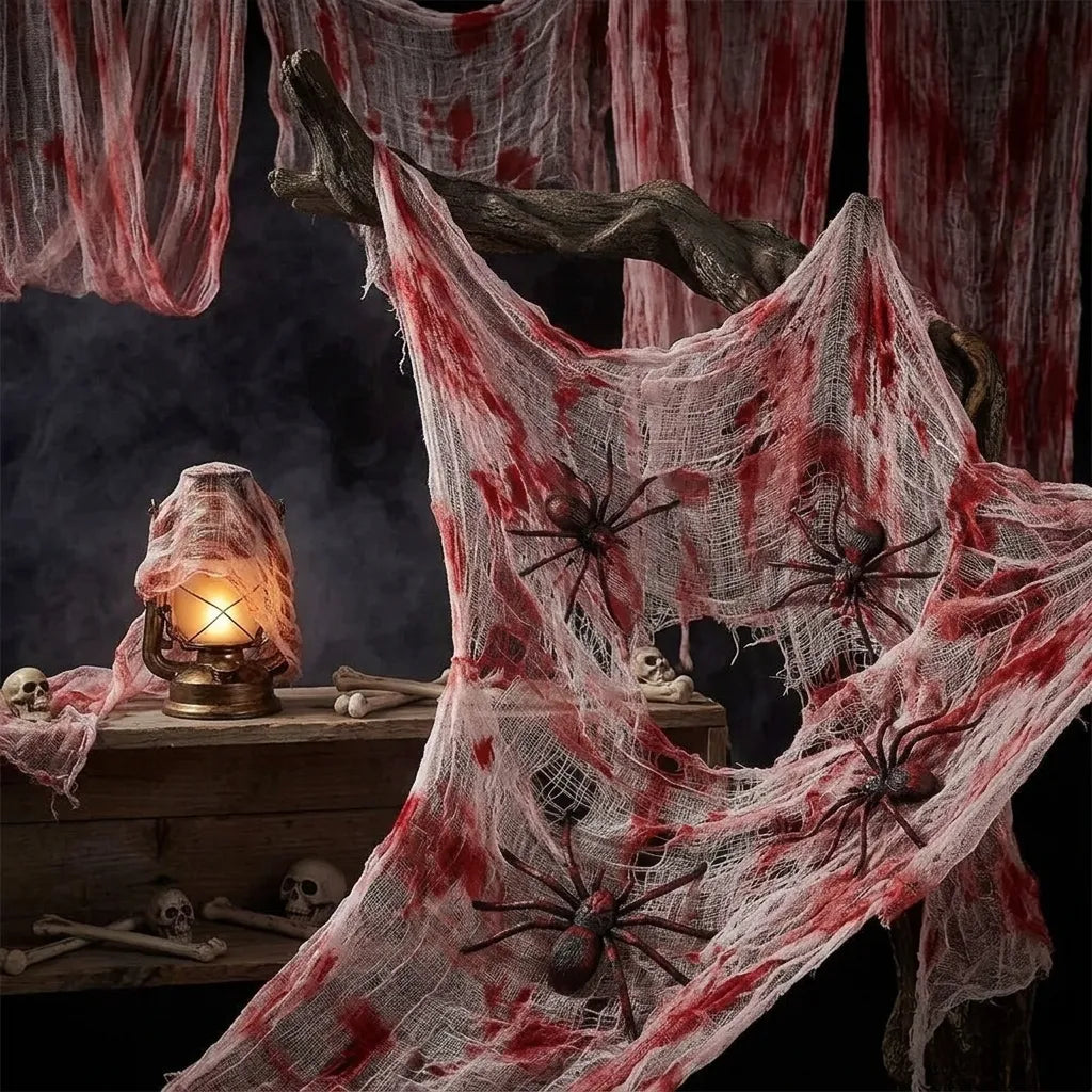 Toile d’Araignée en Tissu de Gaze ensanglantée Unique