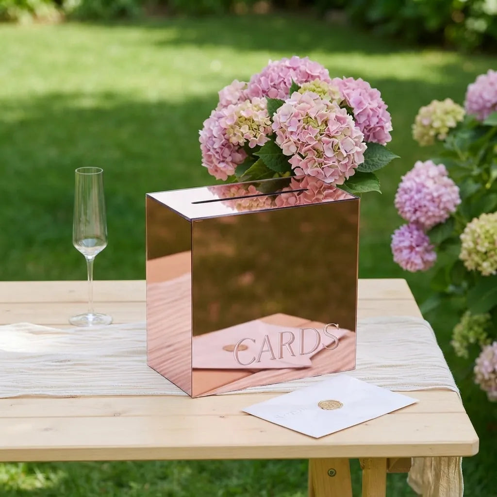 Urne Mariage en Acrylique Rose Gold Elégant