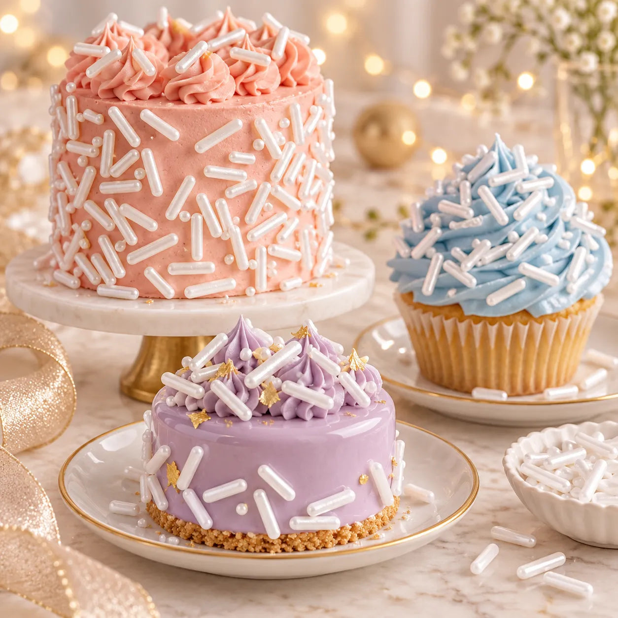 Vermicelle Comestible Blanc Gâteau luxe