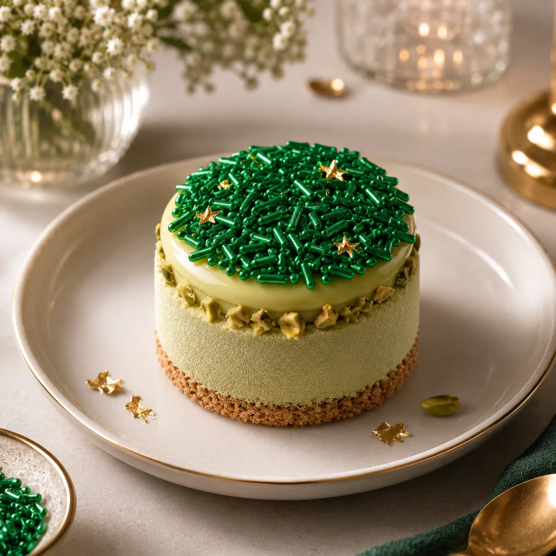 Vermicelle pour Gâteau Vert Elégant