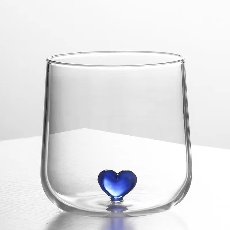 Verre à Cœur 3D Bleu